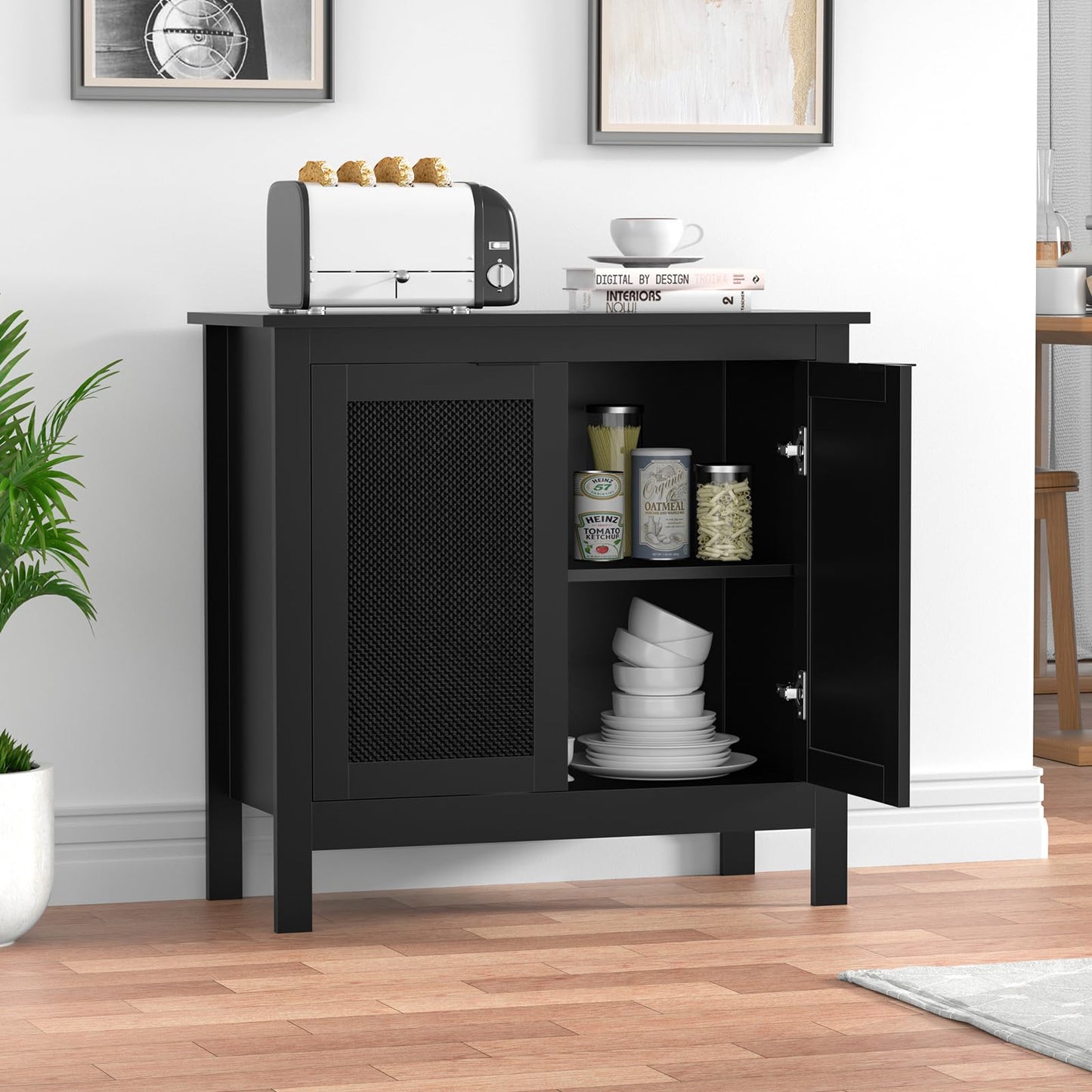 Skokliz Sideboard Storage Cabinet, Modern Kitchen Cupboard with Adjustable Shelf, Floor Cabinet with Doors, Buffet Cabinet for Living Room