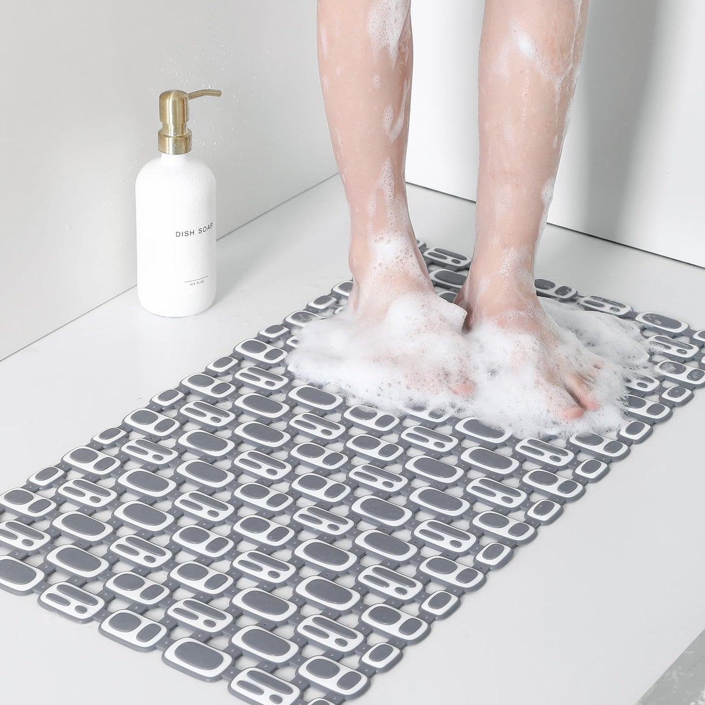 XIYUNTE Soft Shower Mat Non Slip Anti Mould for Elderly - 70x40cm Cut-to-Fit Non Slip Shower Mats for Inside Shower