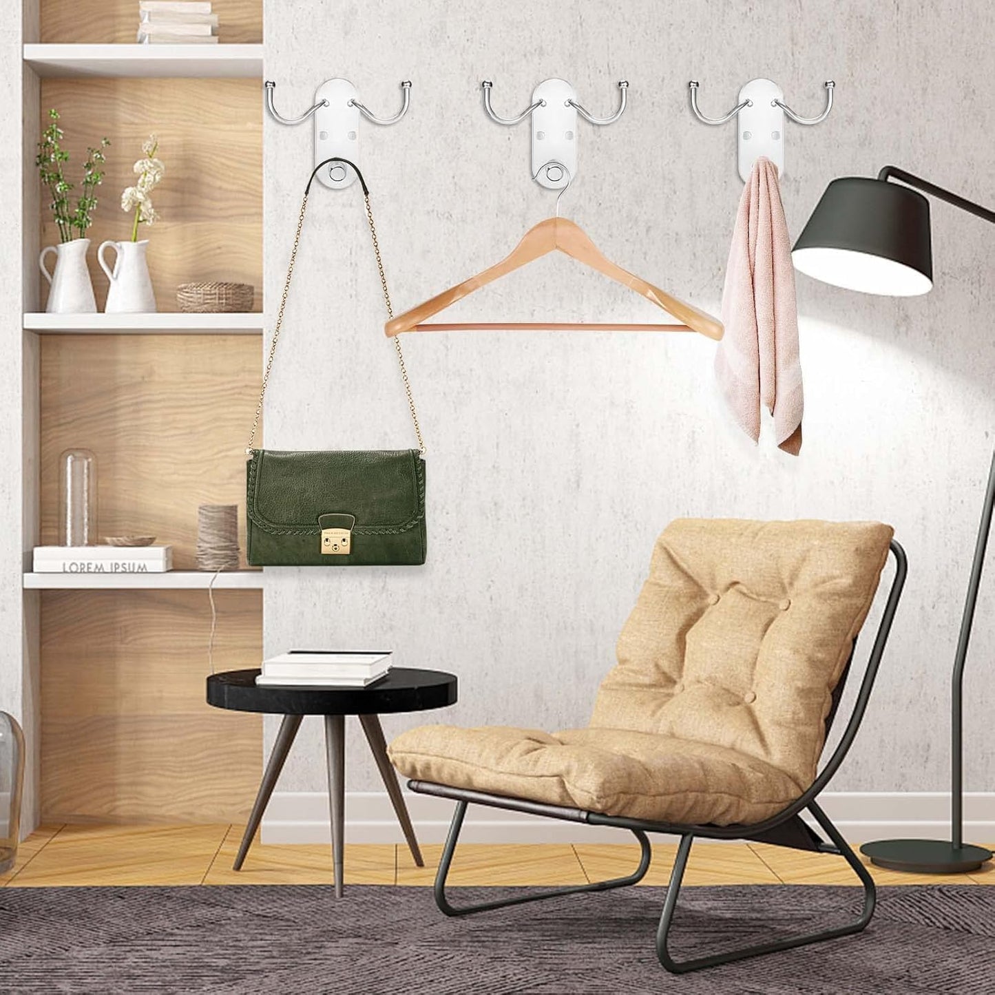 Retractable Clothes Hanger Storage organiser with Two Multi-Purpose coat Hooks,Stainless Steel Clothes Rack Storage Organiser