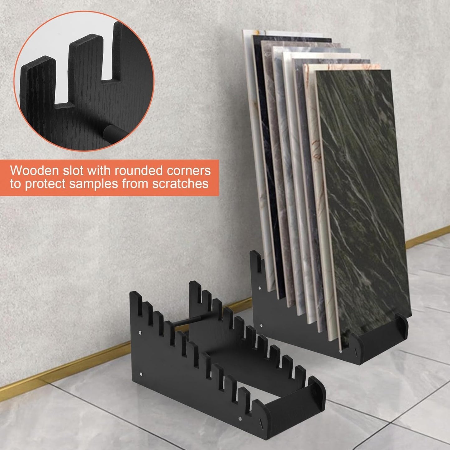 10-Tier Tile Sample Display Stand, Wooden Tile Sample Storage Rack, Floor Tile Display Stand, Building Material Display Shelf