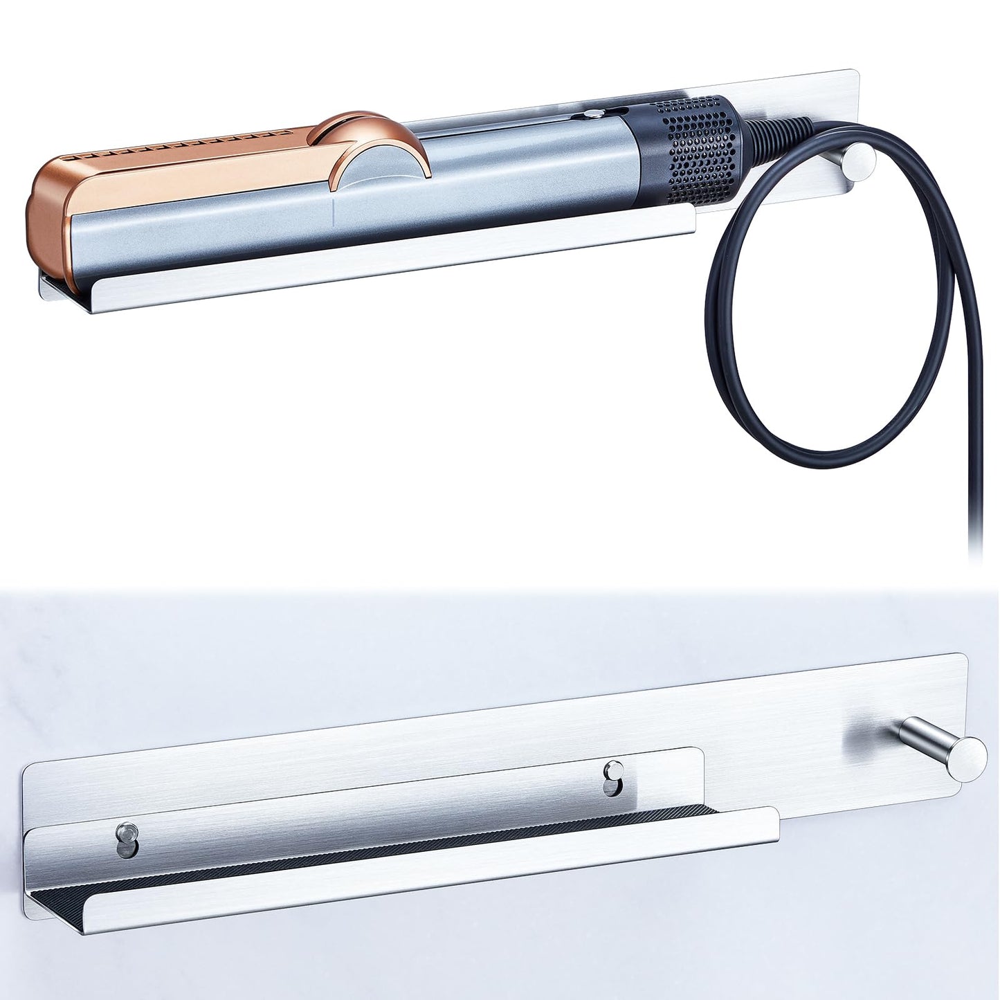 Hair Straightener Holder Wall Mount, Hair Tool Organiser for Curling Irons Styler Accessories Storage, Stainless Steel Hair Brush Holder