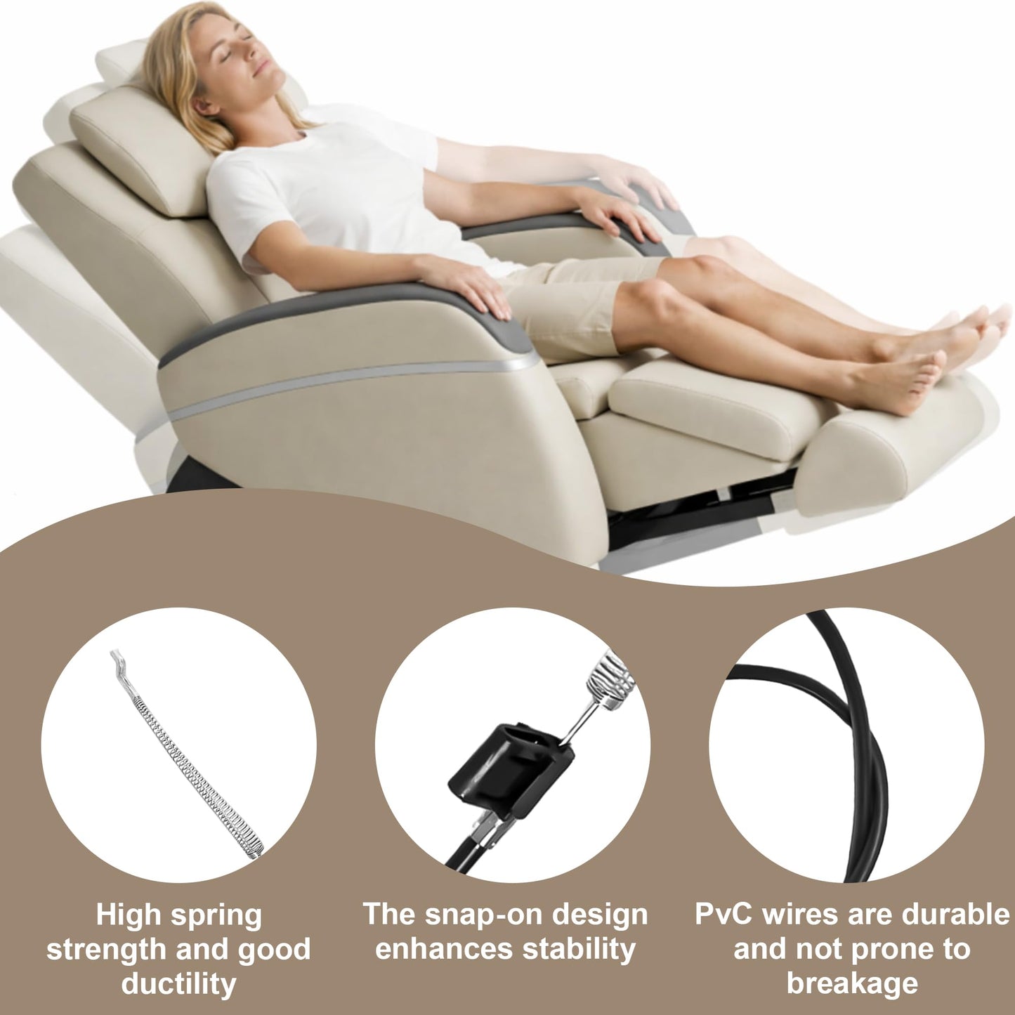 Manyugo 3PCS Universal Recliner Chair Cable Replacement Black Cable for Recliner Sofa Pull Handle Replacement Parts for Reclining Chairs Armchairs