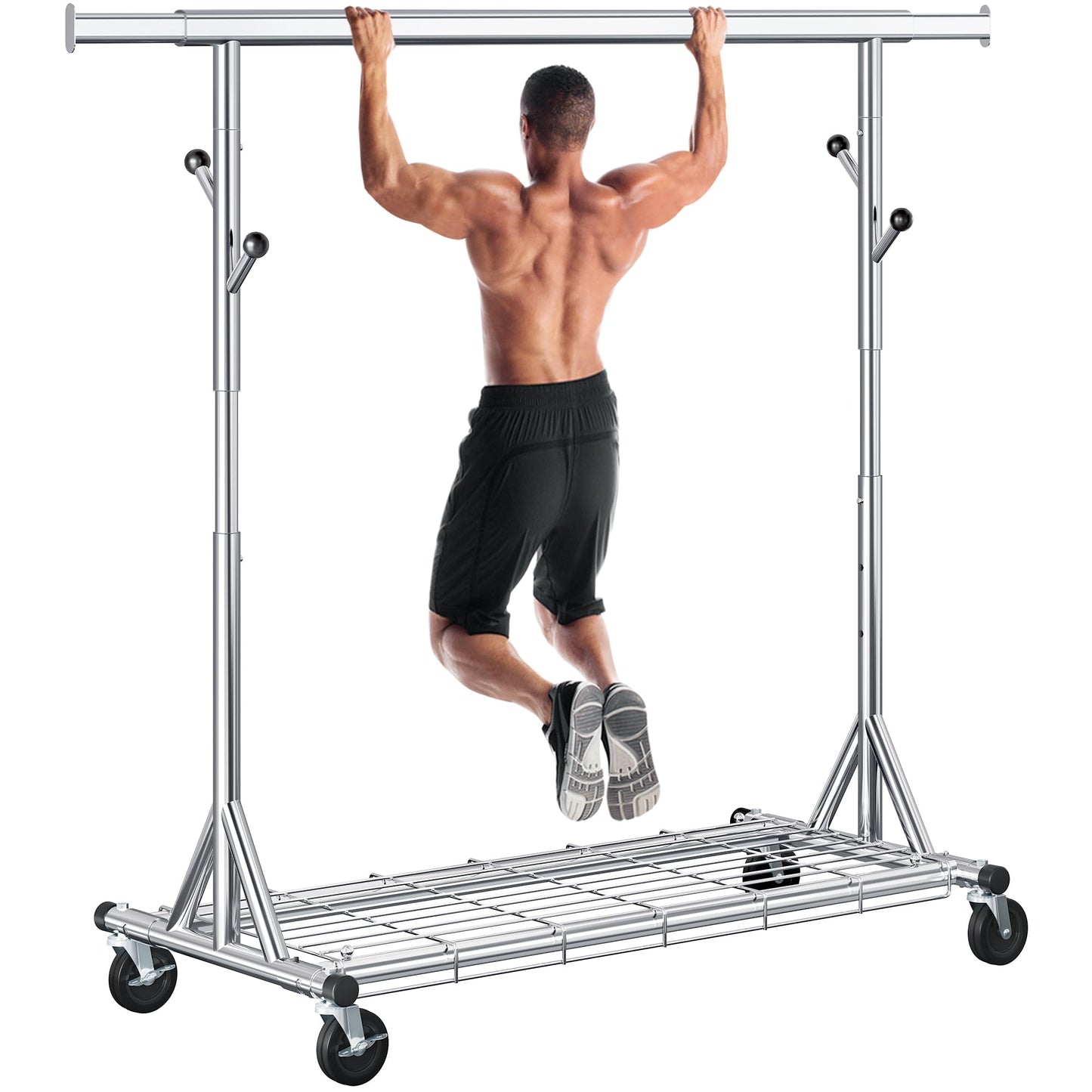 Gewudraw Clothes Rail, Heavy Duty 285kg Capacity, Height Adjustable, Chrome