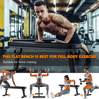 WINNOW Weight Bench Folding Workout Bench with Carrying Handle Flat Home Training Multiuse Fitness Bench