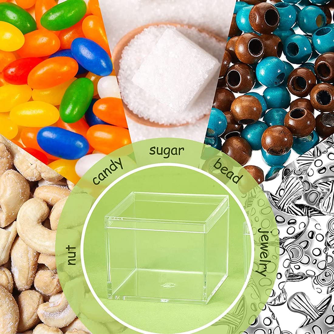 AWAOVV 8 Pcs Transparent Acrylic Plastic Square Jewelry Box Mini Storage Box with Lid Mini Square Container 120Ml Clear Acrylic Plastic Square Cube