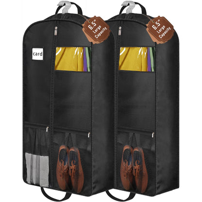 43" Heavy Duty Garment Bags for Travel 6.5" Gusseted Suit Bags for Closet Storage 2 Handles Hanging Clothes Bag with Pocket Cover for Shirts, Coats