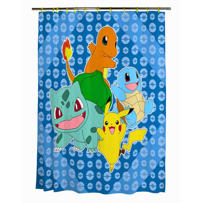 Franco Pokemon Anime 13 Piece Shower Curtain and Ring Set, 100% Officially Licensed Product