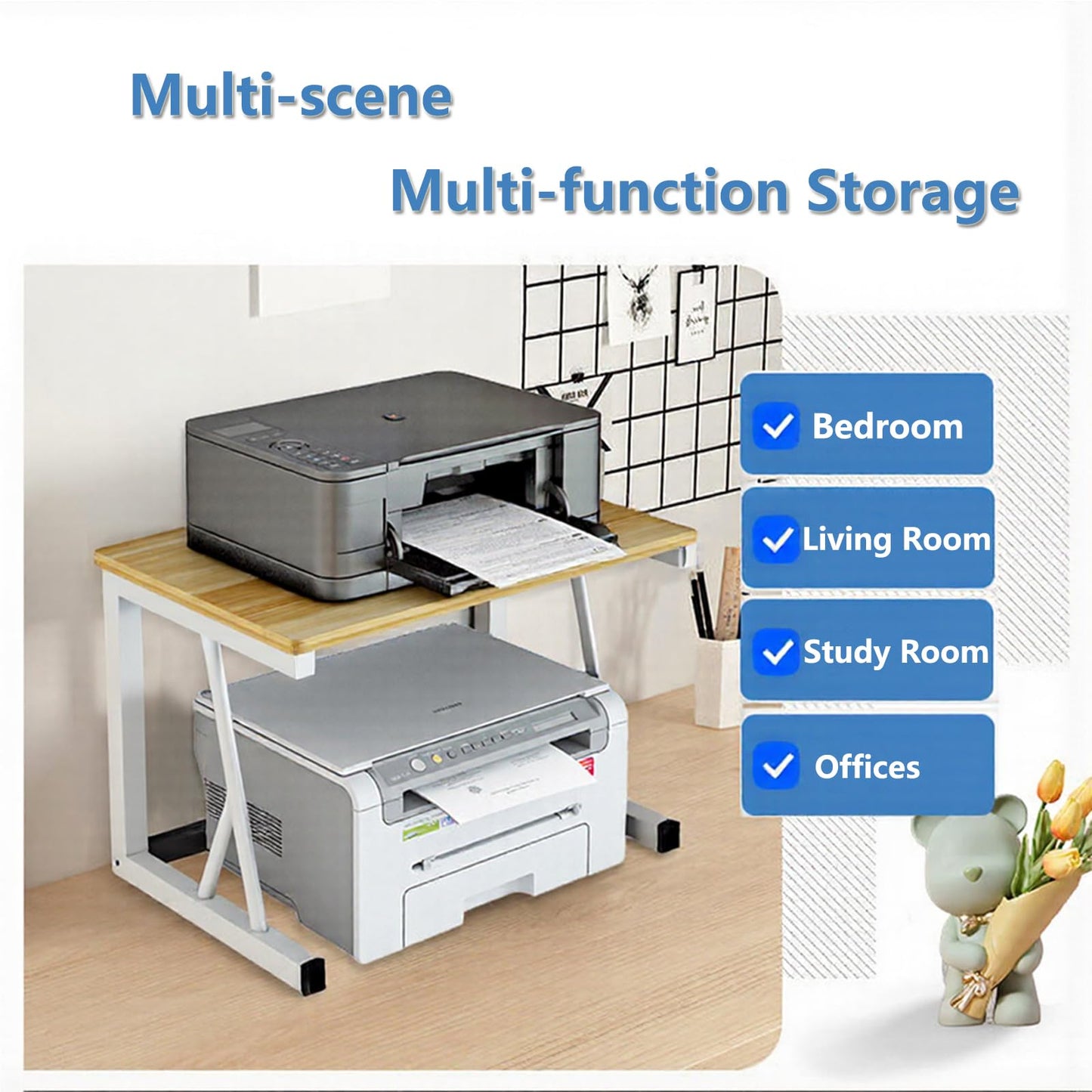 Desktop Printer Stand Holder,2 Tier Multi- Purpose Desk Organizer Storage