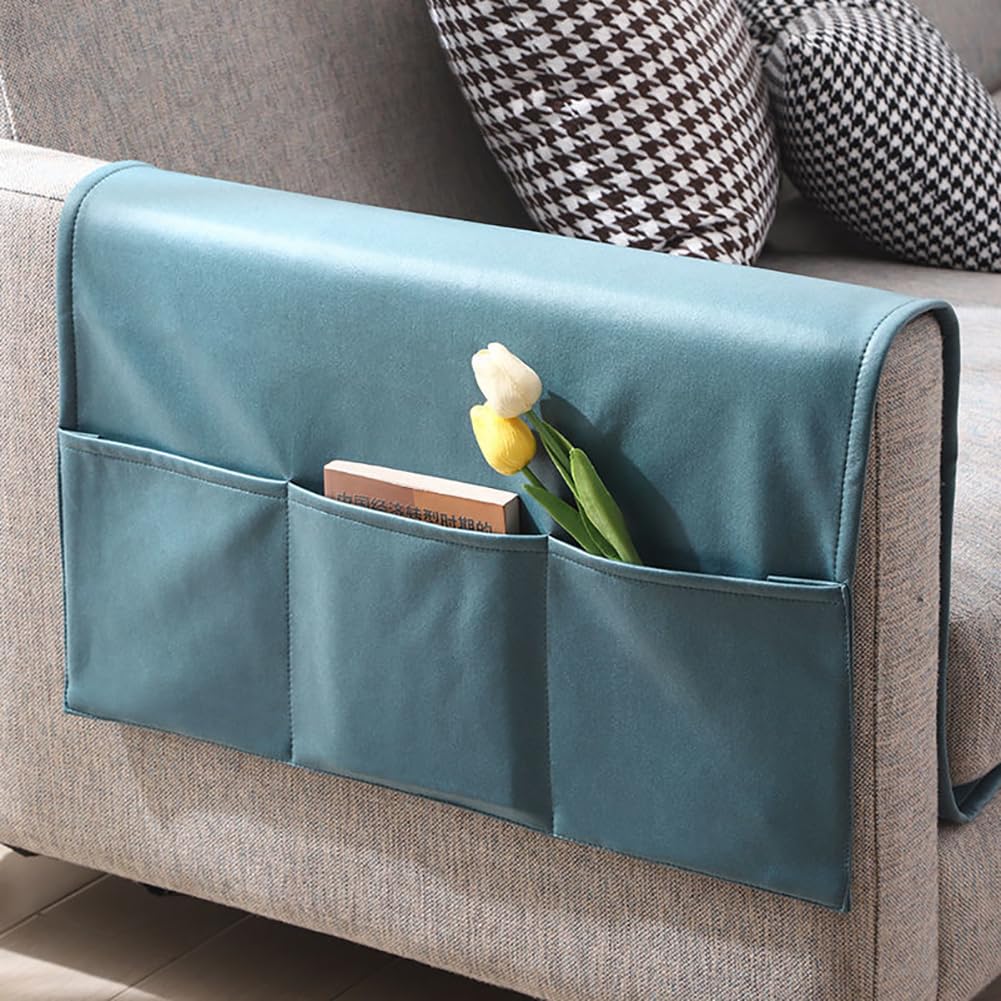 Sofa Chair Armrest Organizer Hanging Storage Bag - Waterproof Armchair Cover Caddy With Tidy Holder Pouch for Tablet, Phone, Glasses, Book, Magazine