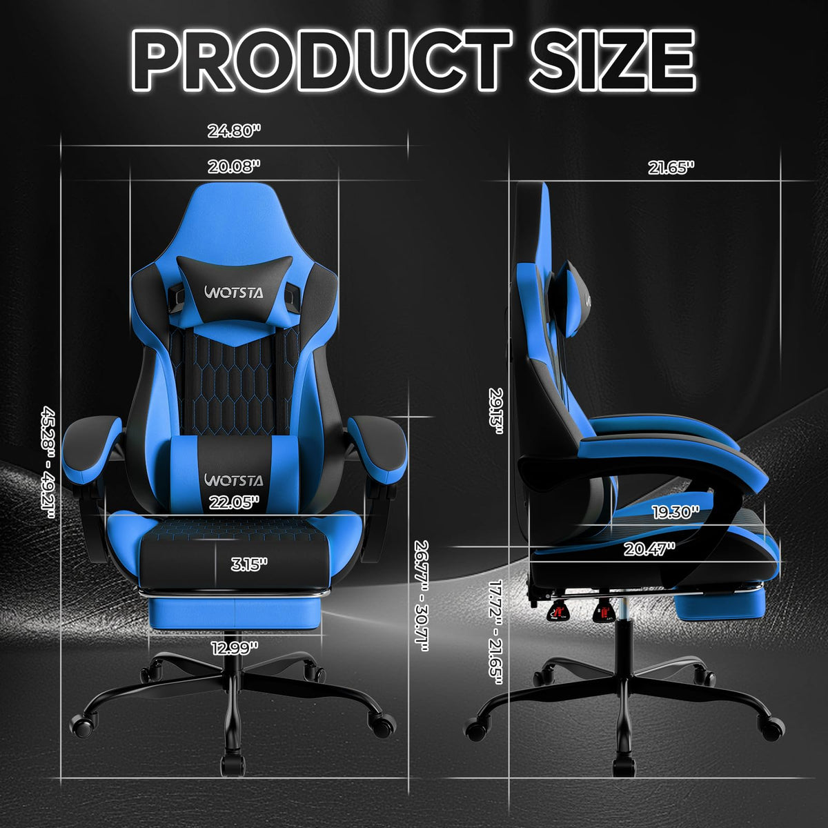 WOTSTA Gaming Chair, Ergonomic Gaming Chair with Footrest and Lumbar Support, Computer Chairs