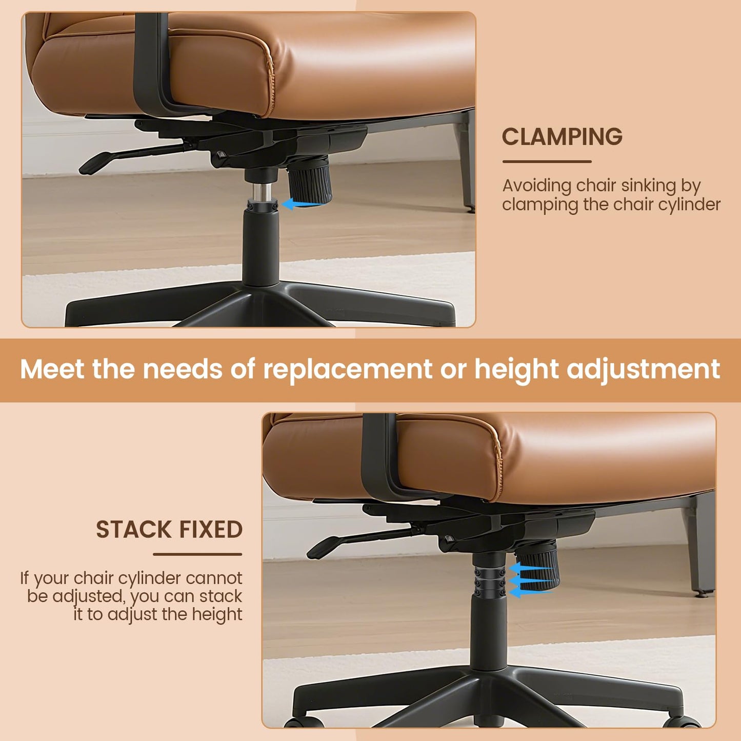 4 Pcs Office Chair Saver Kit Sinking Office Chair Saver for Stop Sinking Gas Lift Cylinder Stopper for Repair