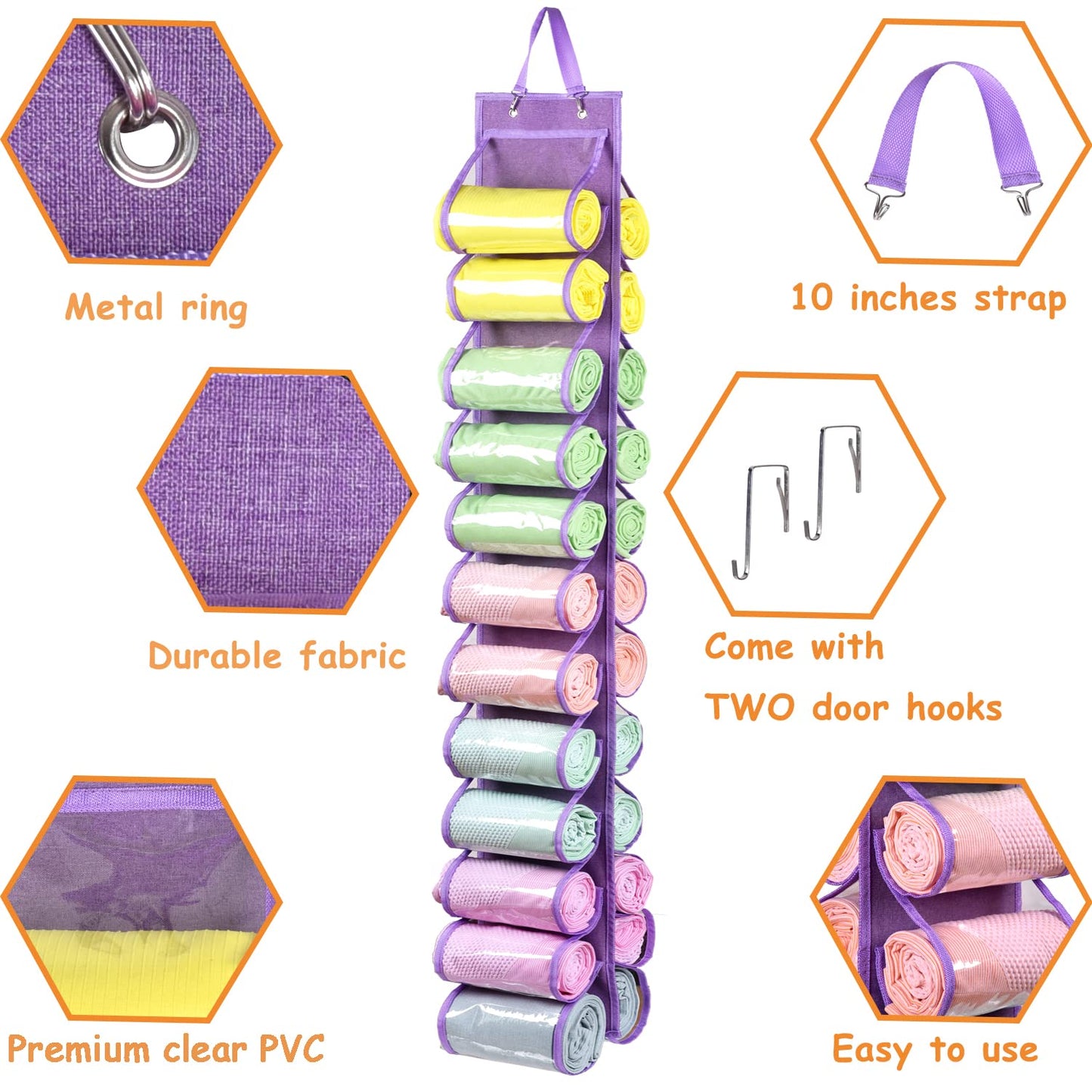 RZMAYIS Legging Storage Bag Storage Hanger Can Holds 24 Leggings or Shirts Jeans Compartment Storage Hanger