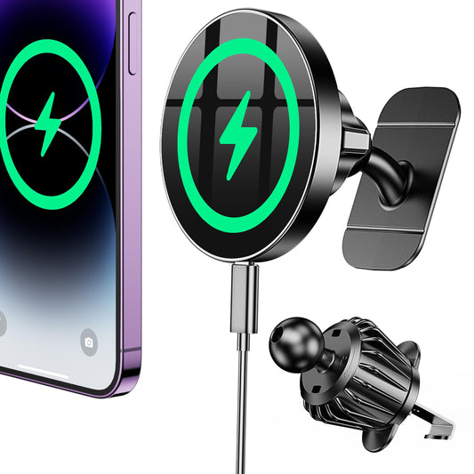 Coolpow for Magsafe Car Mount Charger?100% Stable?15W Magsafe car charger for Dash Vent?Super Magnet?Magnetic Phone Holder for Car Accessories Phone