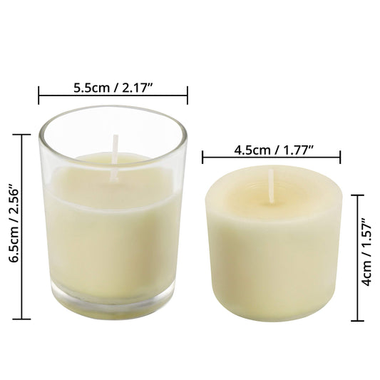Belle Vous 48 Pack Unscented Clear Glass Filled Votive Candles - 12 Hour Burn Time - Clear Glass Holders with Hand Poured Warm White Wax Candles -