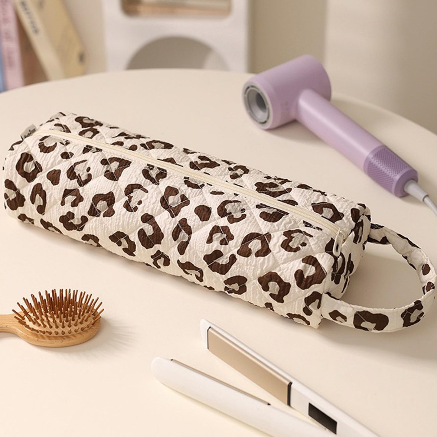MOMOJULI Cute Quilted Hair Tools Bag with Zip Hair Styling Accessories Travel Storage Case Organiser for Shark FlexStyle,Dyson Airwrap Hair