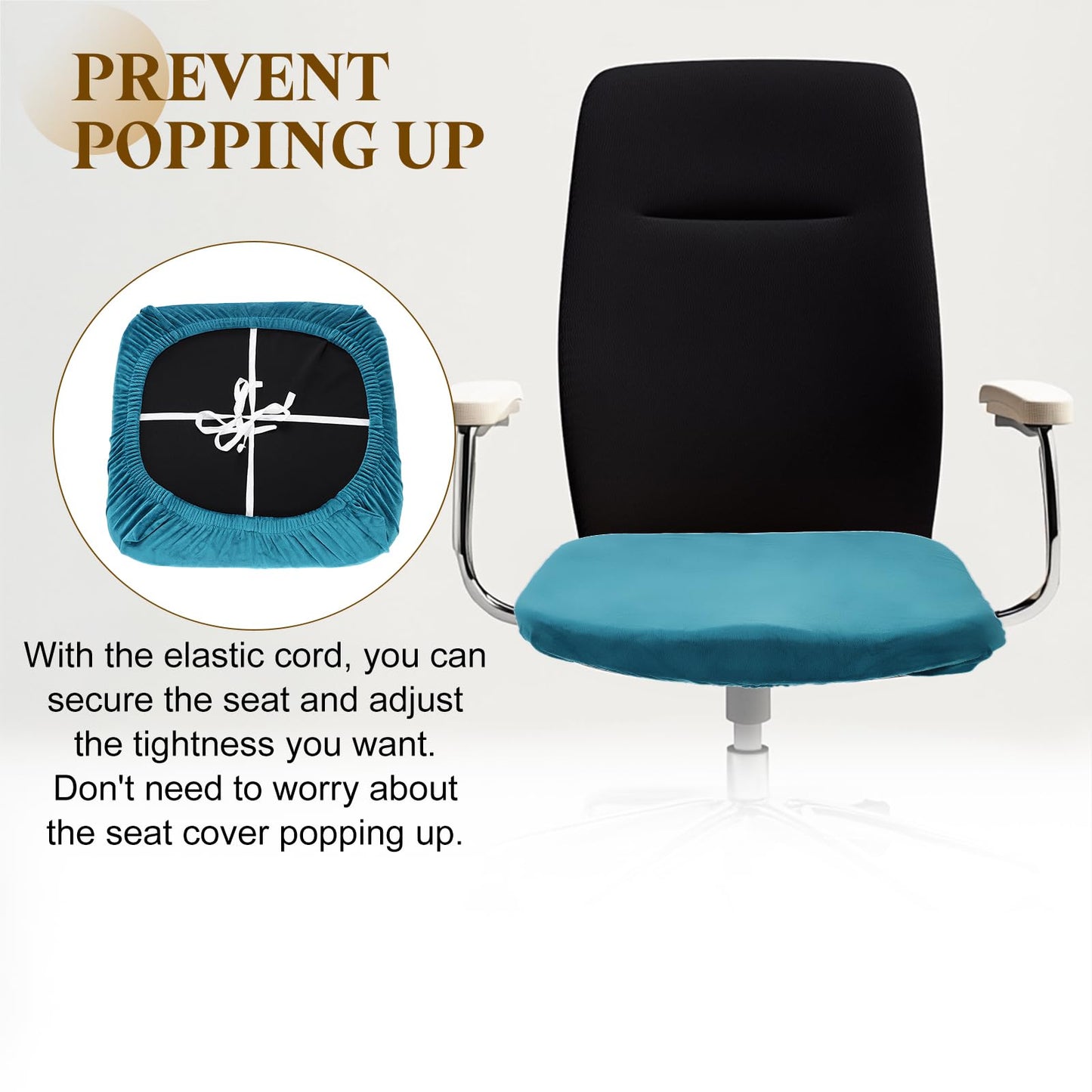 sourcing map Office Chair Cover, Stretchable Soft Rotating Chair Slipcover Washable Desk Computer Seat Cover Protector for Office Home, L(45-48cm)