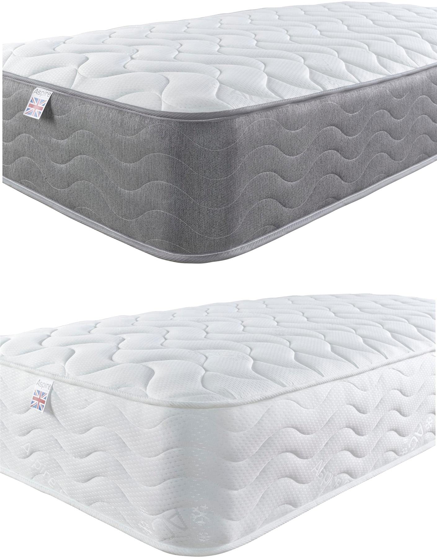 Aspire Beds 3 Layer Double Comfort Fillings & AC Aspire-Cool Touch Long Wave Sleep Surface Hybrid Bonnell Sprung & Memory Foam Premium Mattress