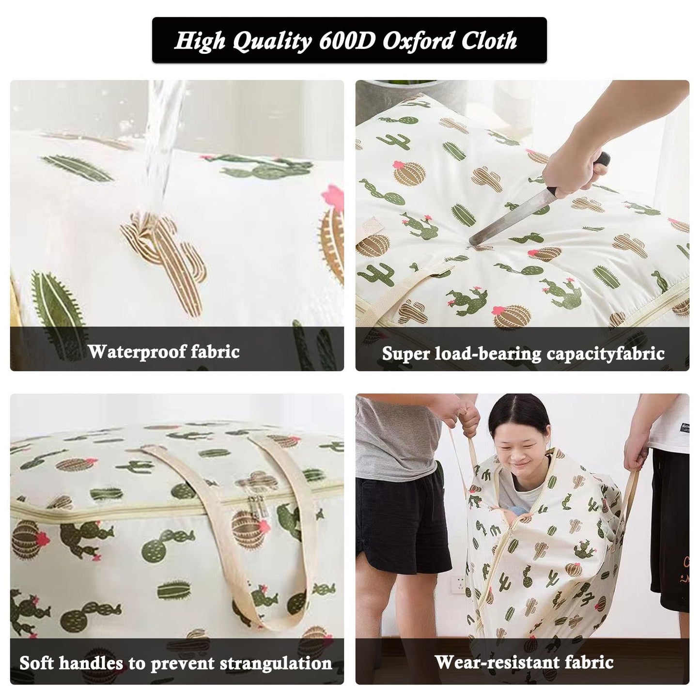 SEPSCO Duvet Storage Bag 105L, 2Pcs Underbed Clothes Storage Bags with Zips King Size Oxford Cloth Moving Laundry Bags for Quilt Blankets Bedding
