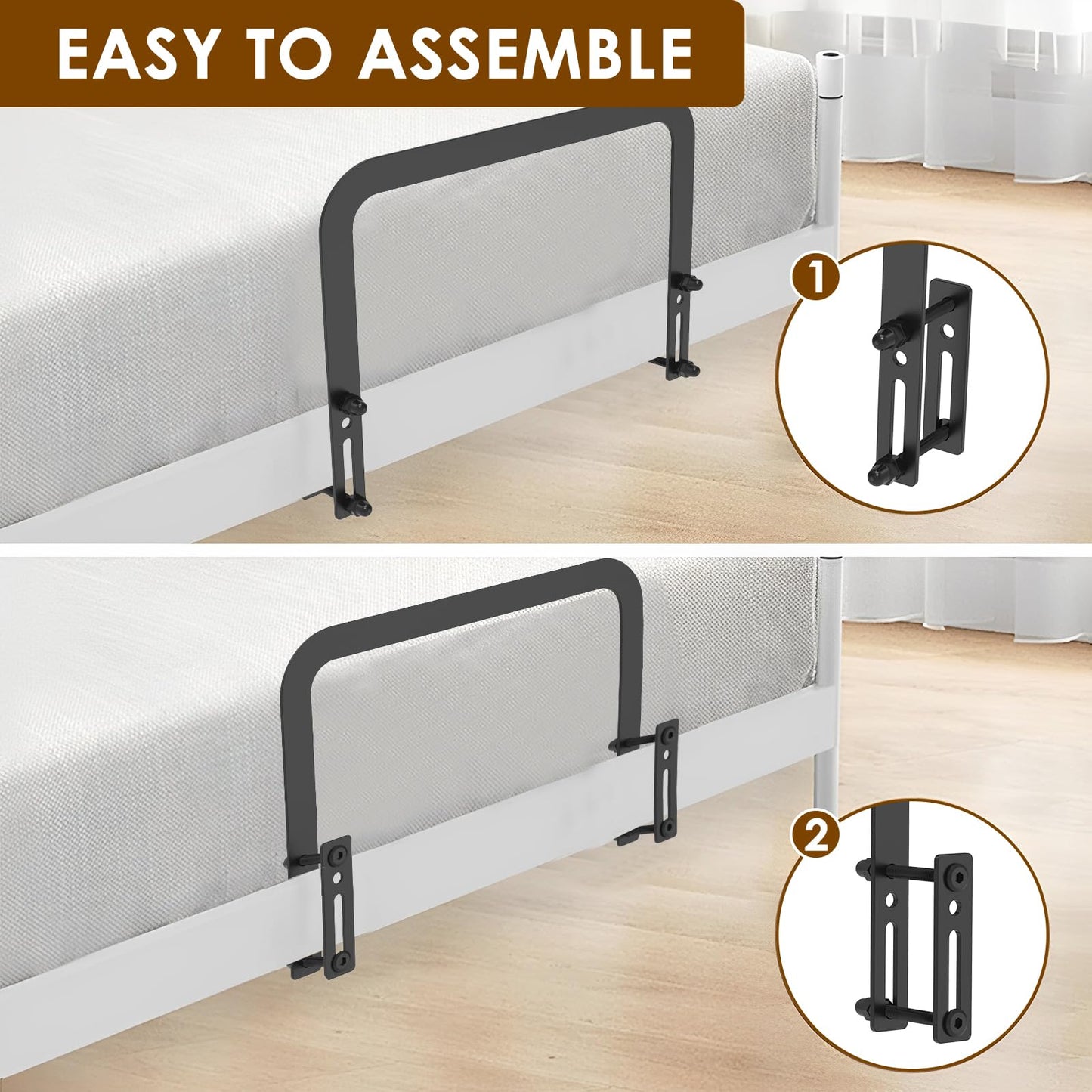 Dandelionsky 2Pcs Mattress Slide Stopper, Metal Mattess Retainer Bars Fixing Bracket