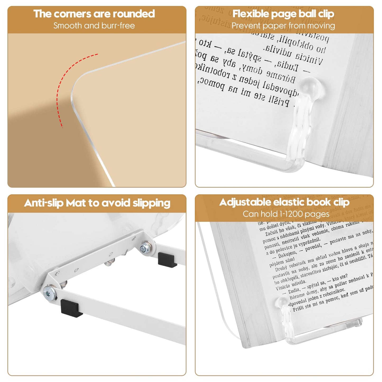 Acrykli Book Stand for Reading, MSDADA Adjustable Book Holder, Foldable Recipe Cook Book Stand for Kitchen