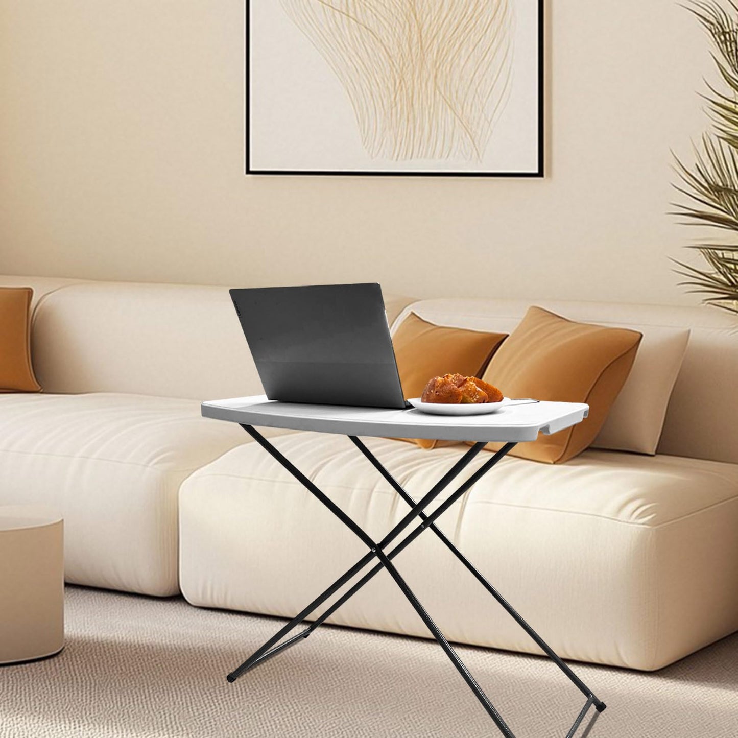 HQTrailTrekker Set of 2 TV Tray Tables Folding Portable Adjustable Plastic Folding Table TV Dinner Tray Foldable for Living Room Dining Room Offers