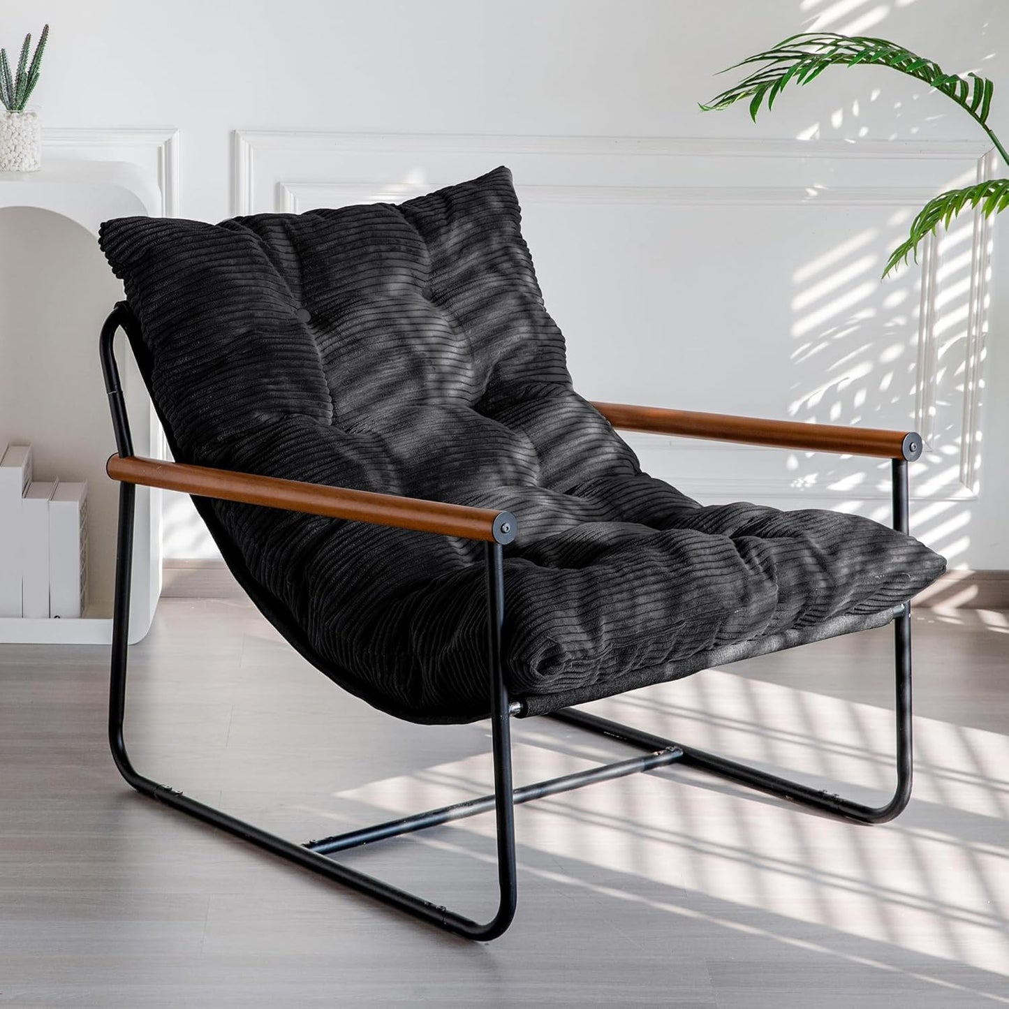 MAXYOYO Modern Accent Chair,Comfy Armchair for Living Room Lounge Chairs with Sturdy Metal Frame Wood Armrest Reading Chair Occasional Chairs with