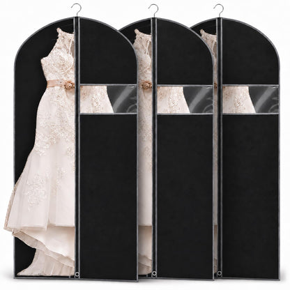 Dress Bag Covers Long, URMI Breathable 60 x 183cm 3 PCS Hanging Wedding Dress Bridesmaid Dress Bags for Gowns Prom Bridal Garment Bags with Clear
