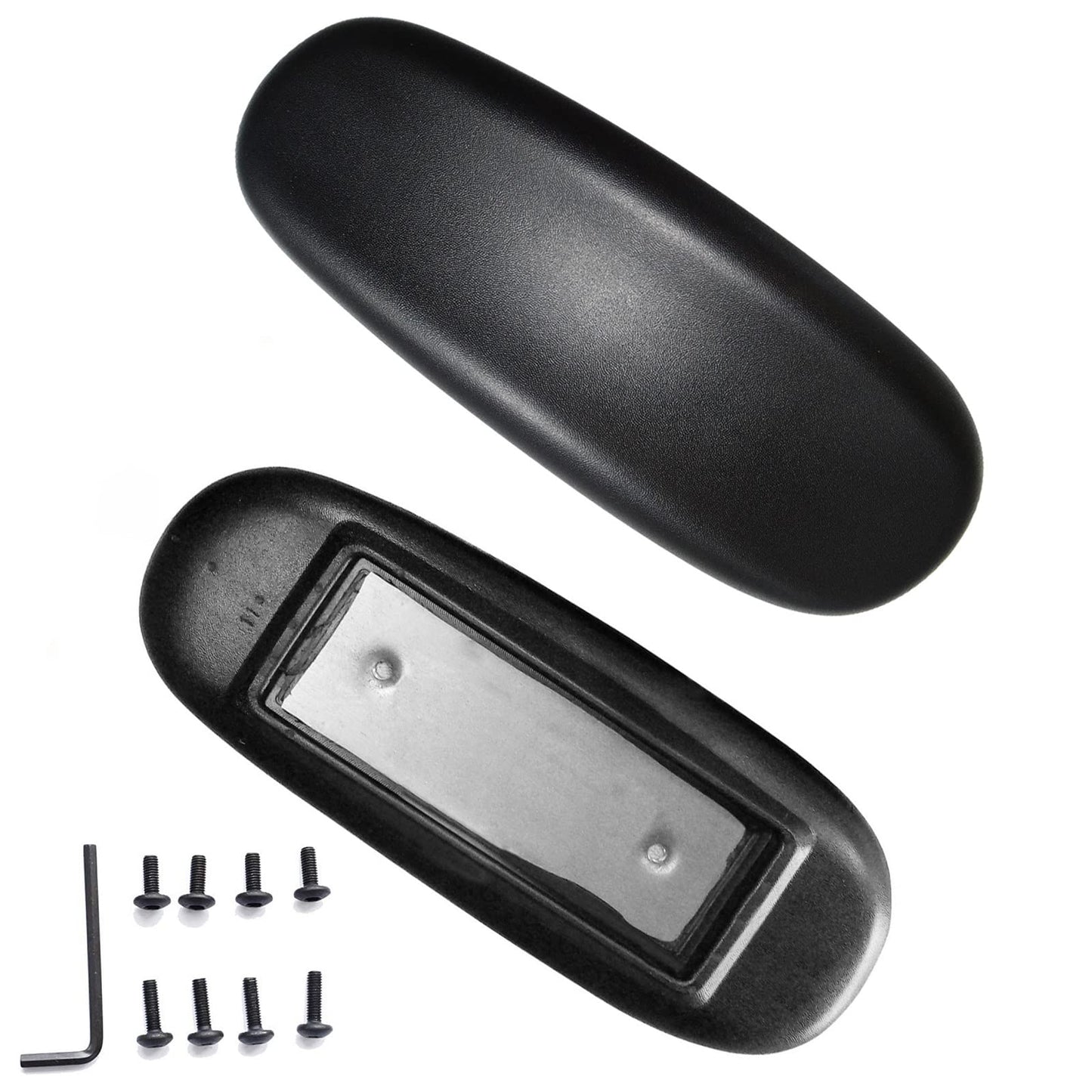 MySit Office Chair Armrest Replacement Set of 2 chair armrest pad PU Armrest Pads Univeral 4" Mounting Hole for Chair,Office Chair Part Black