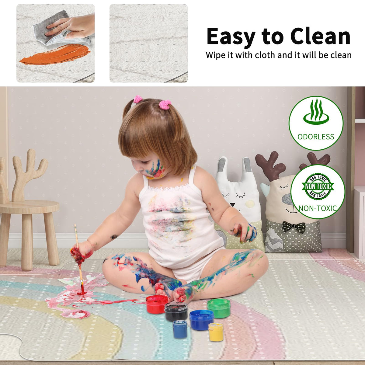 WASJOYE Office Chair Mat for Carpet, 90x120 cm Clear Carpet Floor Protector 2.2mm Thick T shape
