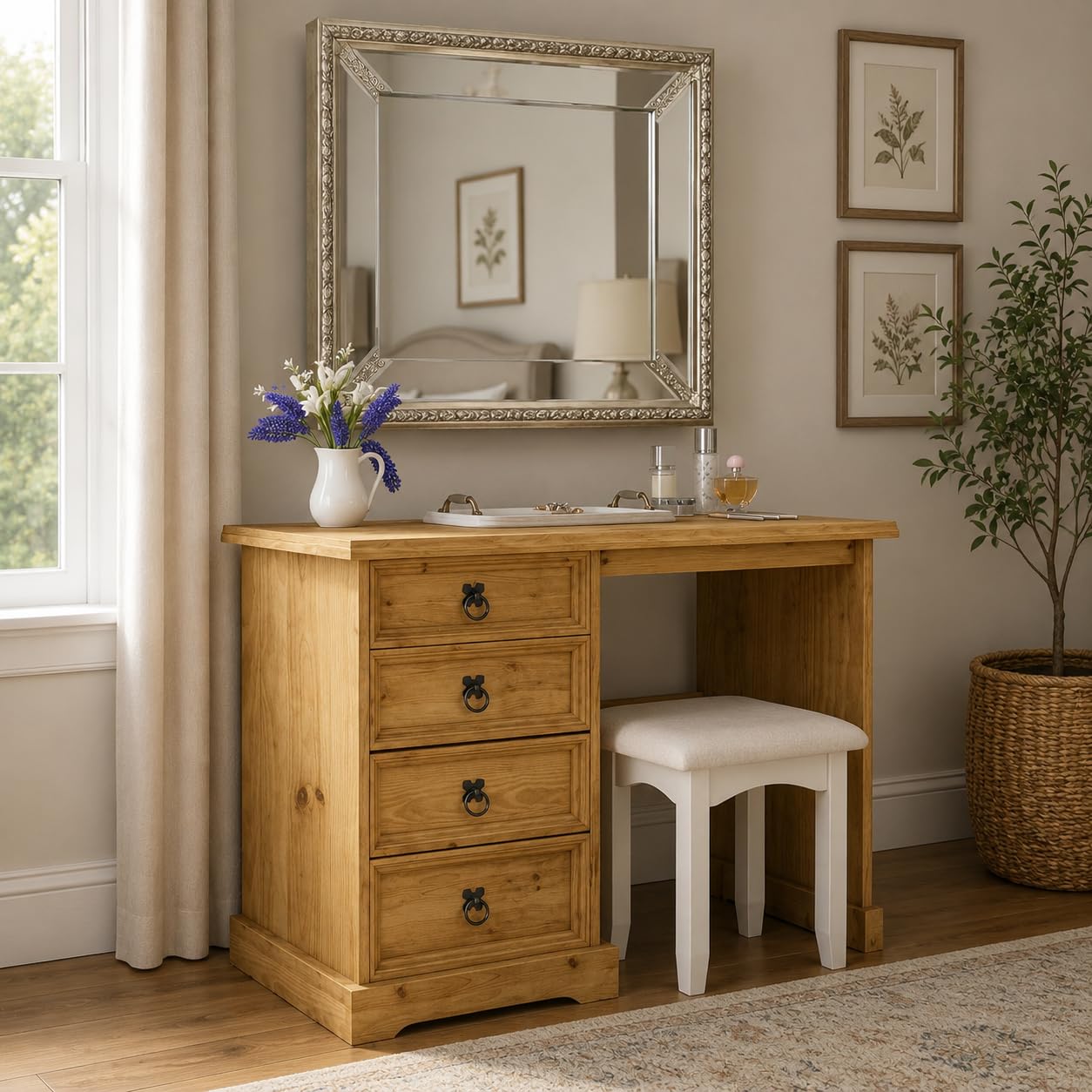 Mews Corona Dressing Table 4 Drawer Desk Computer Mexican Solid Pine