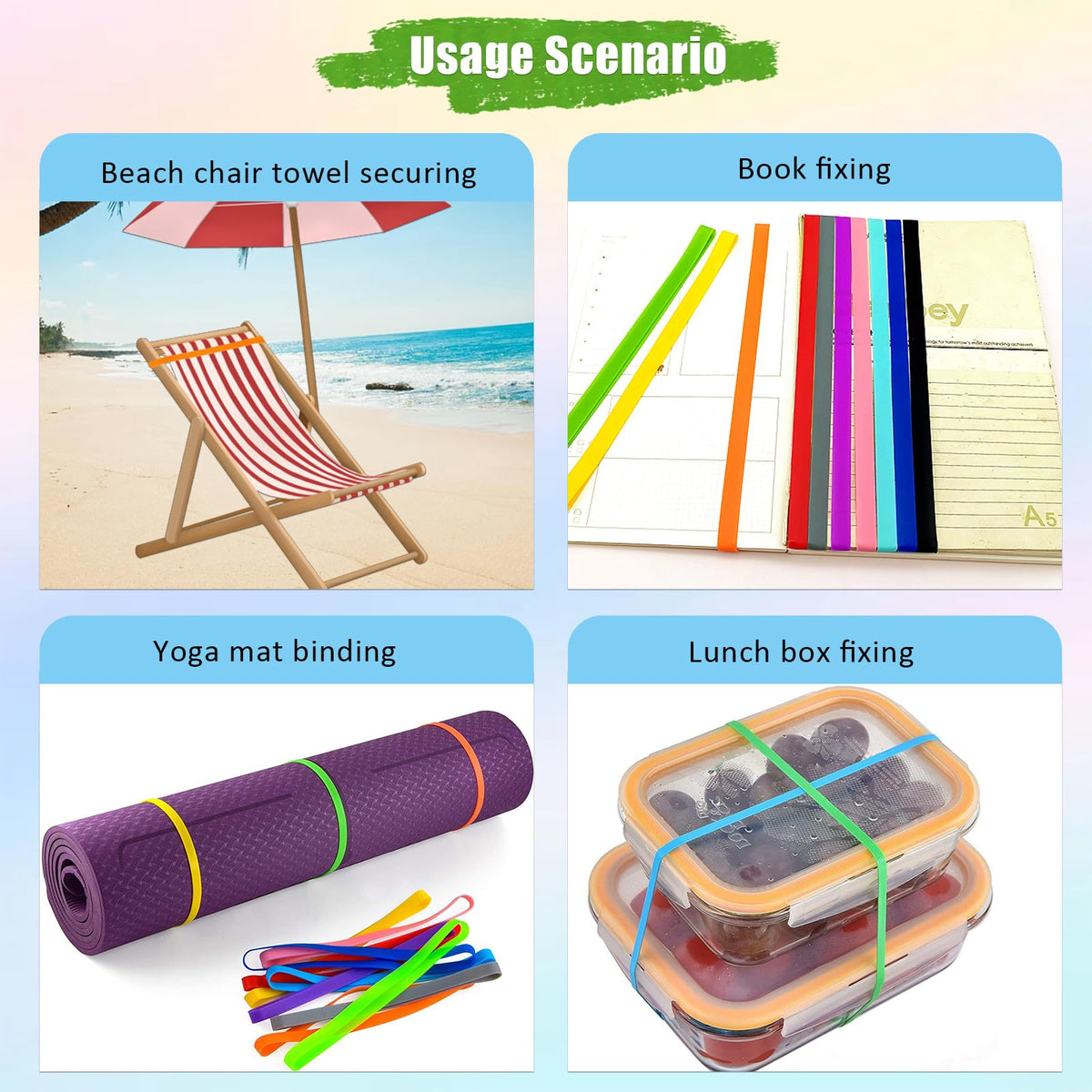 Sicheii 12Pcs Towel Bands, Windproof Silicone Towel Bands for Beach Chairs Cruise, Elastic Towel Clips Holder