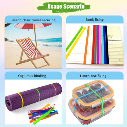 Sicheii 12Pcs Towel Bands, Windproof Silicone Towel Bands for Beach Chairs Cruise, Elastic Towel Clips Holder