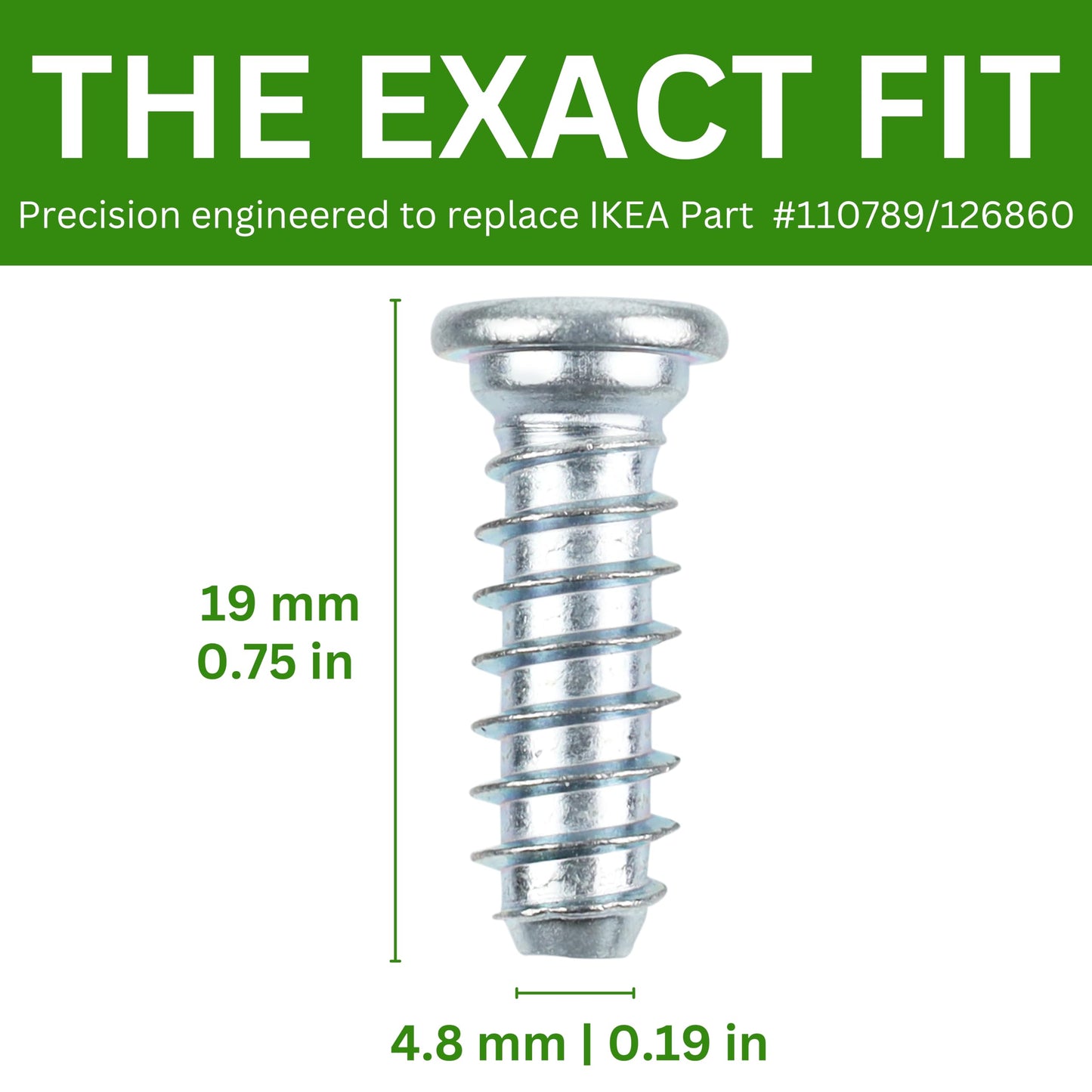 Spare Hardware Parts Bed Frame Screw (Replacement for IKEA Part #110789/126860) (Pack of 10)