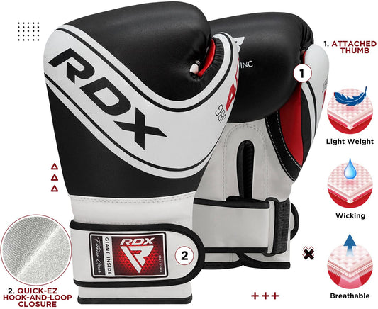 RDX Kids Punch Bag with Boxing Gloves, 2FT Unfilled Hanging Set, Maya Hide Leather, MMA Muay Thai Punching Kickboxing Karate Training Grappling