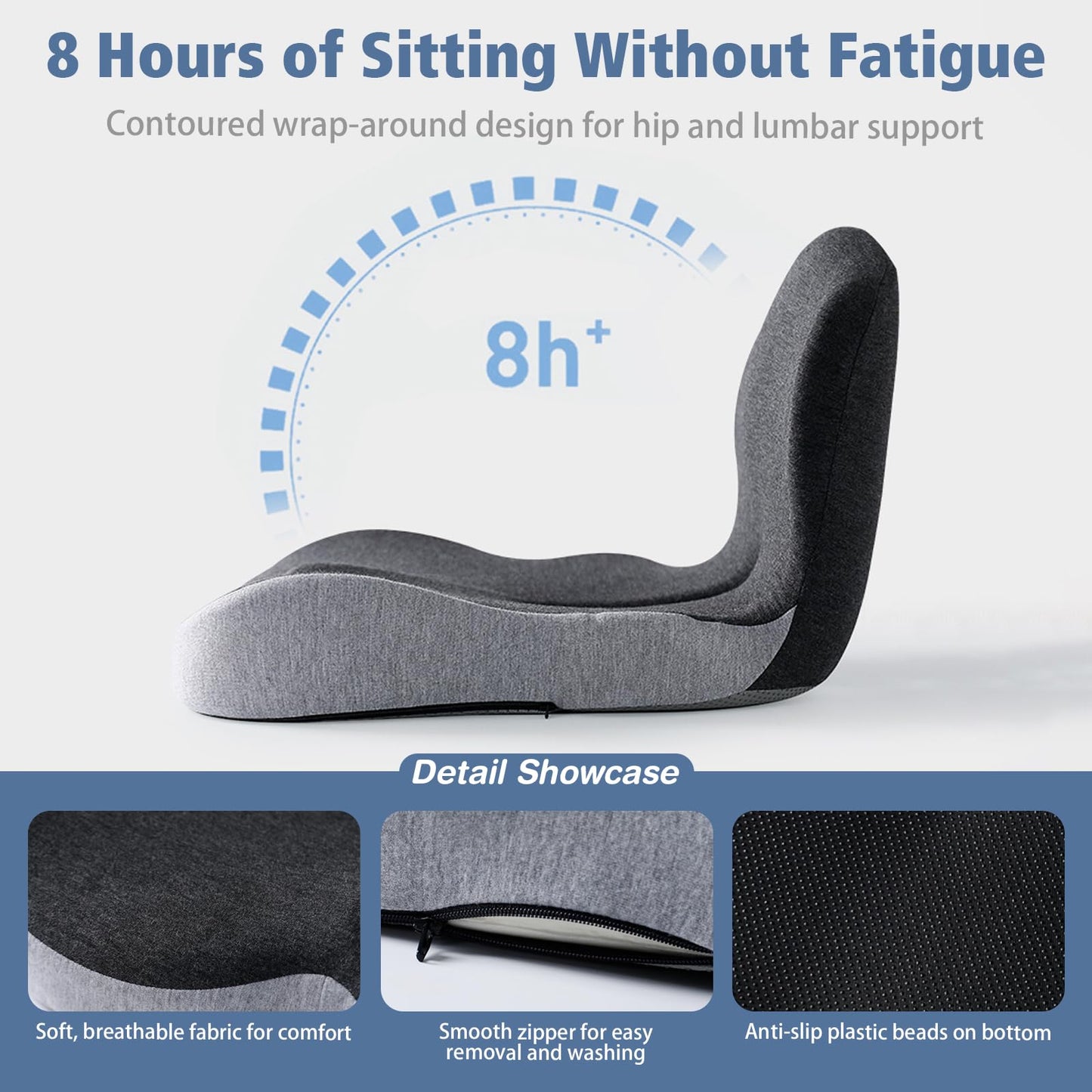 Orthopedic Seat Cushion with Lumbar Support, Memory Foam Coccyx Cushion