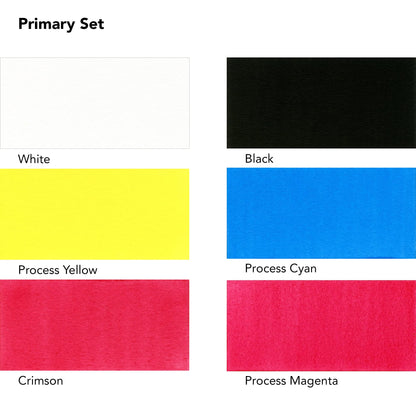 Daler-Rowney FW Primary Ink Set, 6 x 29.5ml Bottles & 1 FW Mixed Media Marker, Acrylic Based Ink, Assorted Colours, Ideal for Professional Artists &