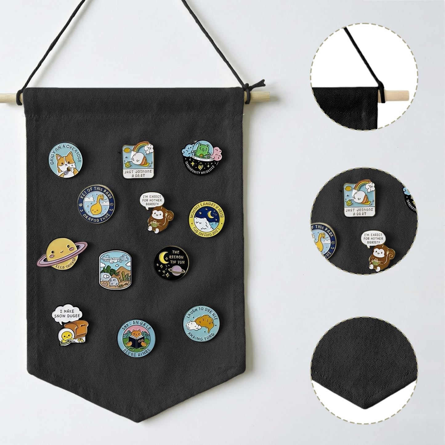 GAZIL Pin Badge Display Organizer, Canvas Brooch Holder Banner for Pin Badges, Rosette & Enamel Pin Storage Case