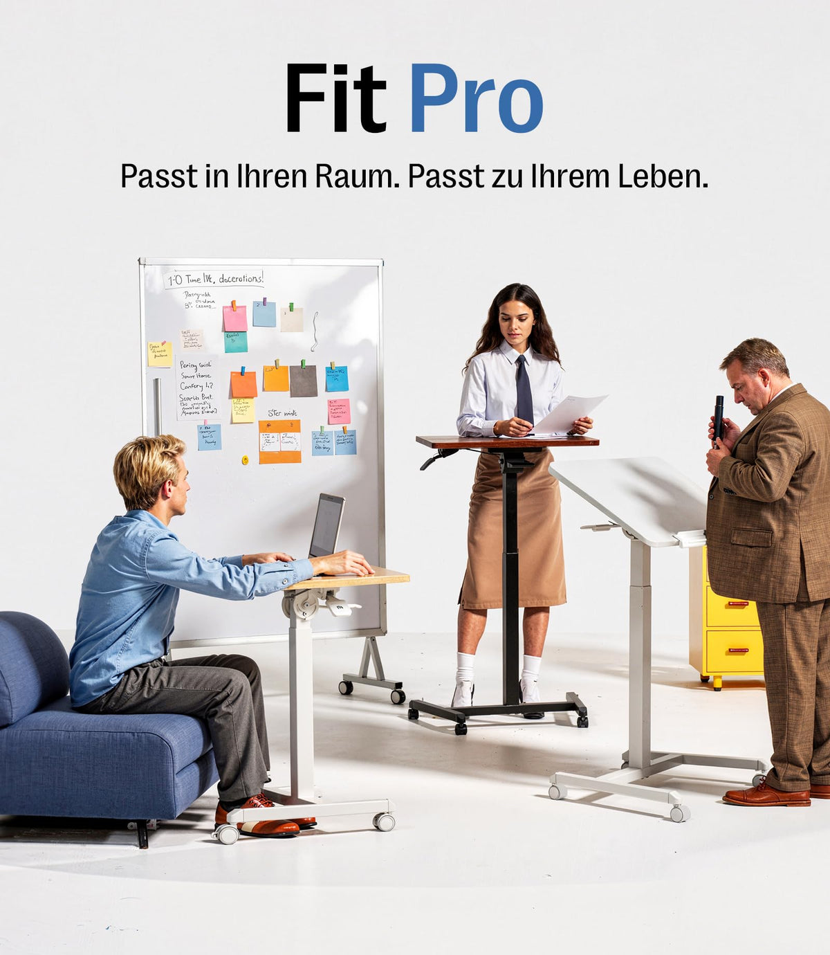 MAIDeSITe Fit Pro Over Bed Table with Wheels, Height Adjustable Desk