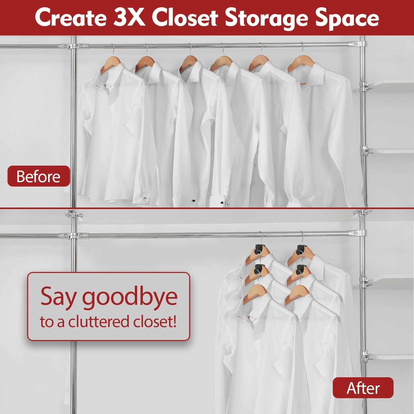 Space Saving Hangers 20Pcs, Upgrade 40Lb(Max) Heavy Duty Hanger Hooks Space Saver for Clothes, Hanger Connector Hooks
