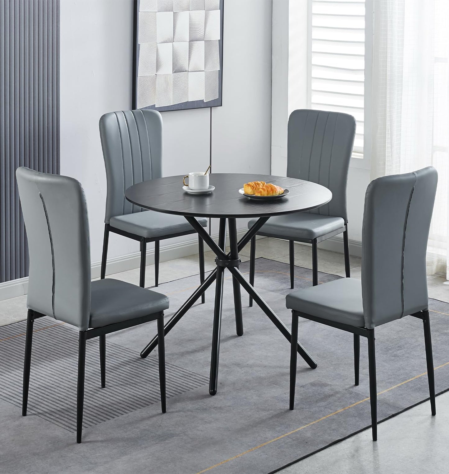 Hallowood Furniture Cullompton Small Round Dining Table and Chairs Set 4