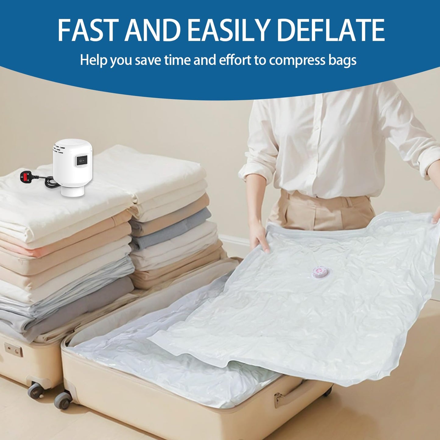 LKV Vacuum Storage Bags with Electric Pump for travel, Space Saver Bags