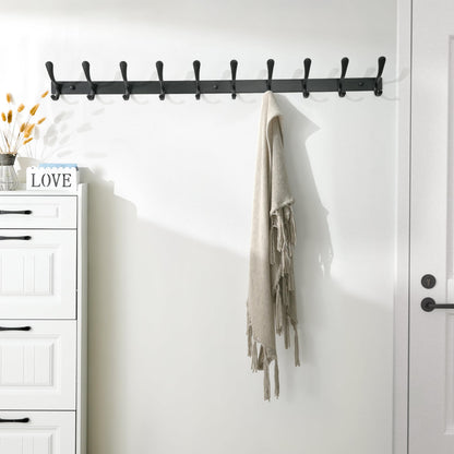SKOLOO Coat Rack Wall Mounted - 10 Hooks, Pack of 2, Heavy Duty, Stainless Steel, Metal Wall Coat Hanger, Sturdy Wall Hooks for Hanging Coat, Jacket