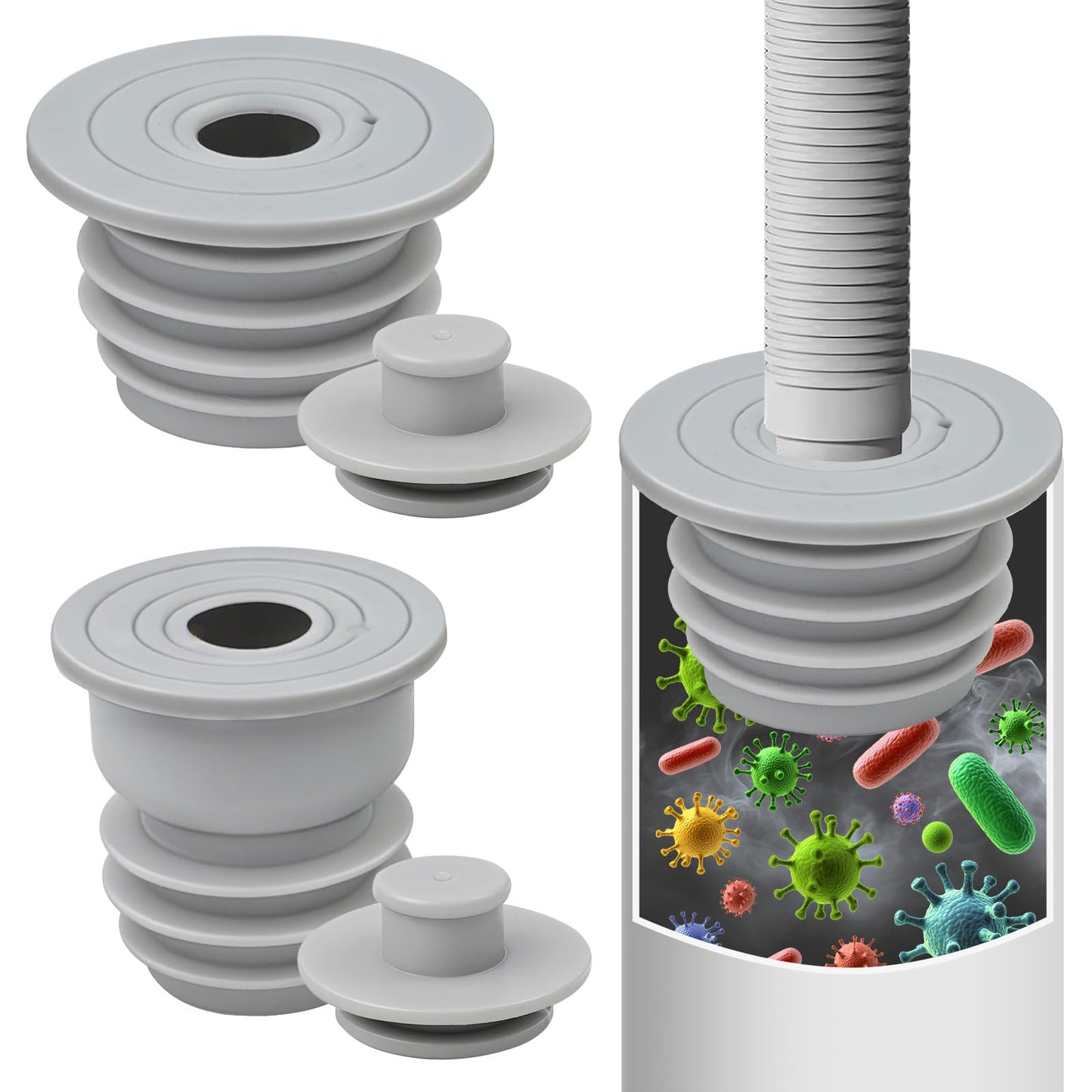 2PCS Washing Machine Waste Pipe Connector, 35-40mm, 45-50mm Washing Machine Drain Hose Seal, Drain Pipe Silicone Seal Plug with Built-in Valve