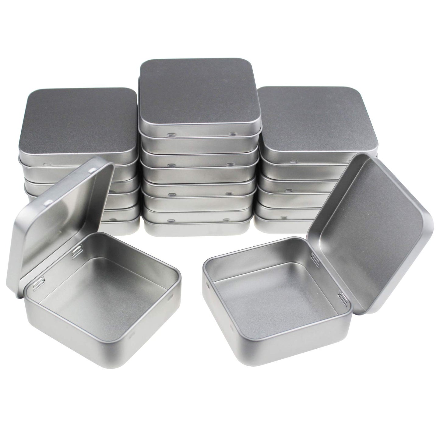 Goodma 12 Pieces Square Metal Empty Tins, Silver, 7 x 7 x 2 cm