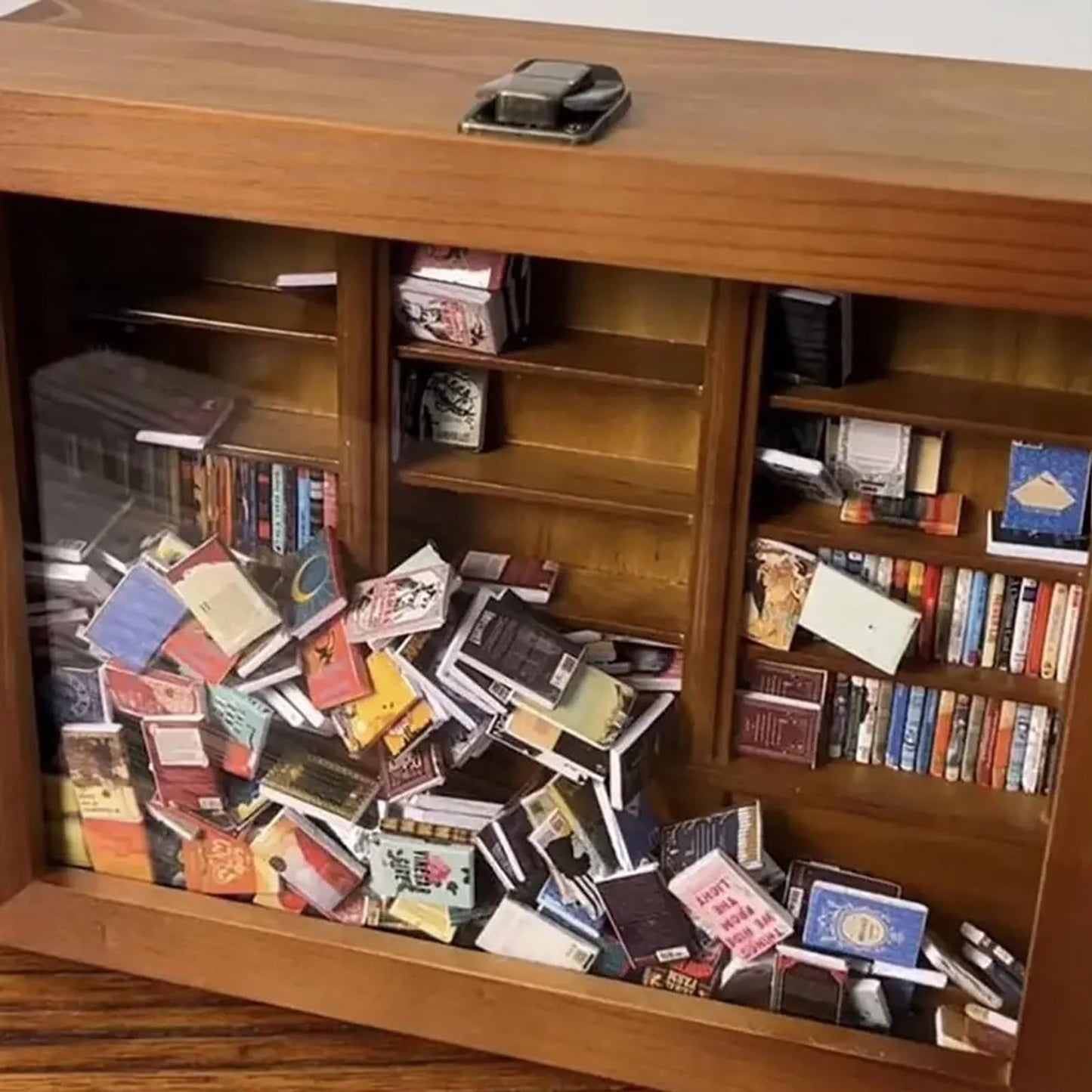 XQZMD Creative Decompression Miniature Bookshelf Display Frame - Wooden Anxiety Bookshelf Decor for Book Lovers Birthday Gifts