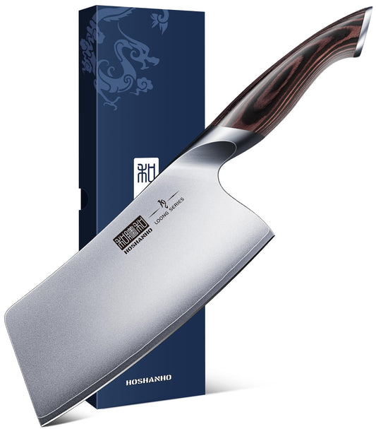 HOSHANHO Cleaver Knife 7 Inch, Ultra Sharp Japanese AUS-10 High Carbon Steel Vegetable Meat Cleaver, Multifunction Chopper Butcher Knife for Home