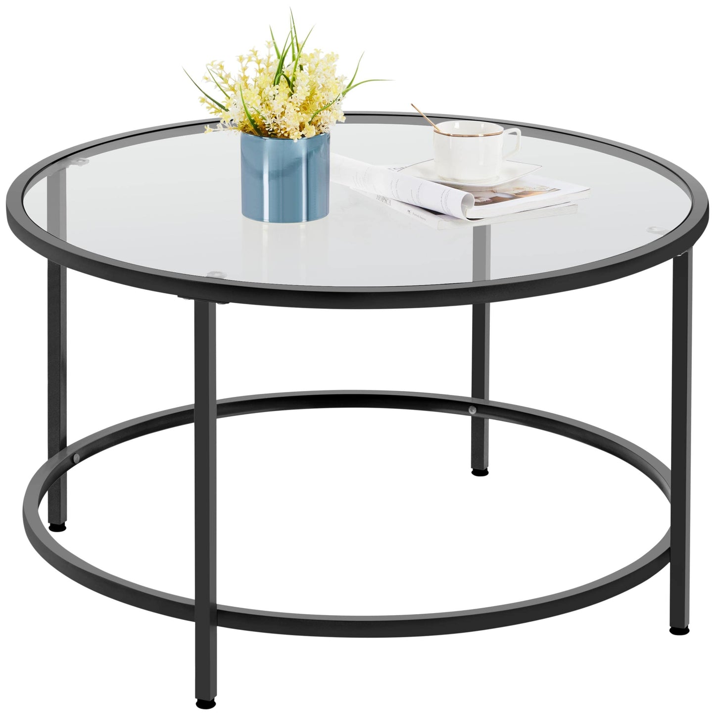 Yaheetech Round Coffee Table Black
