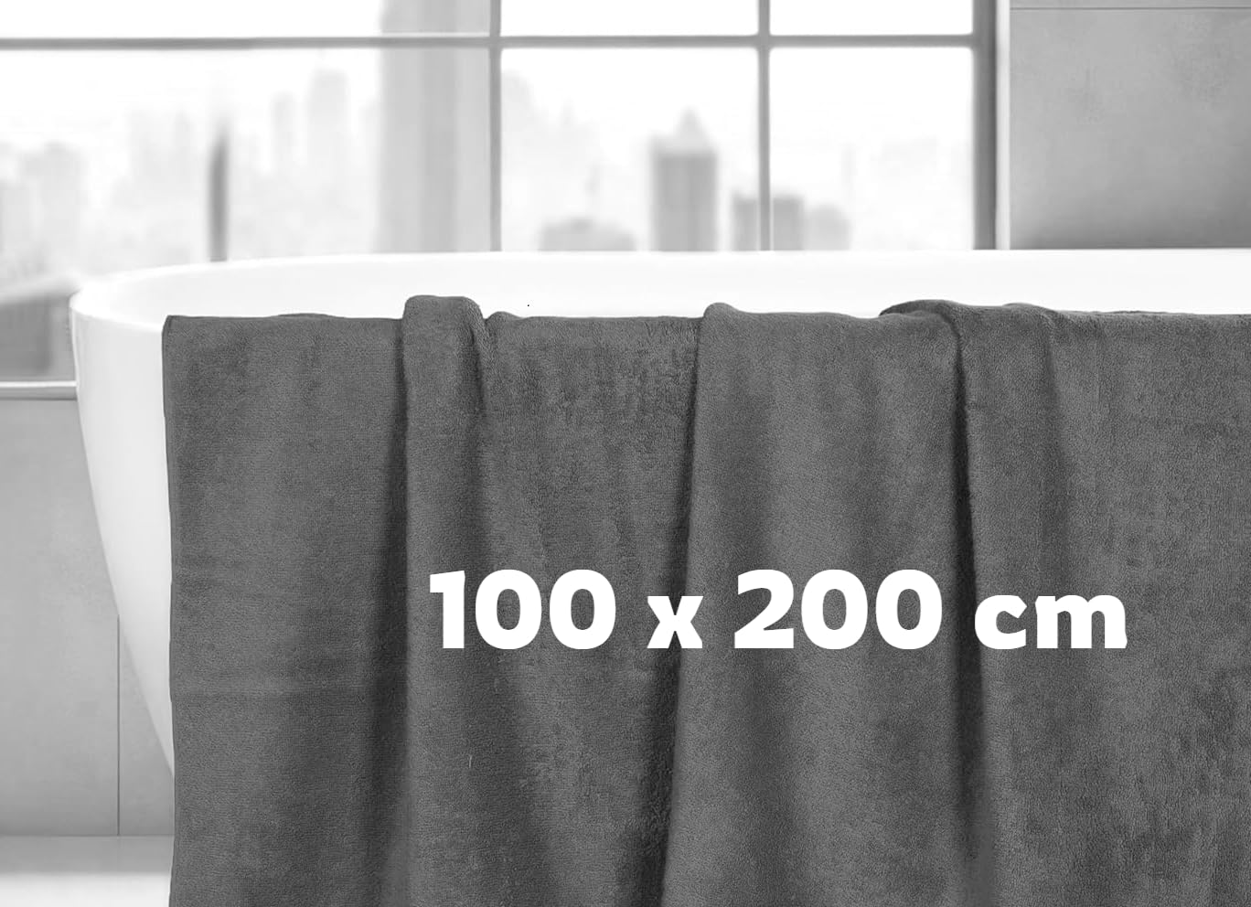 LoomTrove Pack of 2 Extra Large Jumbo Bath Sheets 100 x 200 cm 100% Egyptian Combed Cotton XL Towels Quick Dry Big Bath Sheet Super Soft Hotel