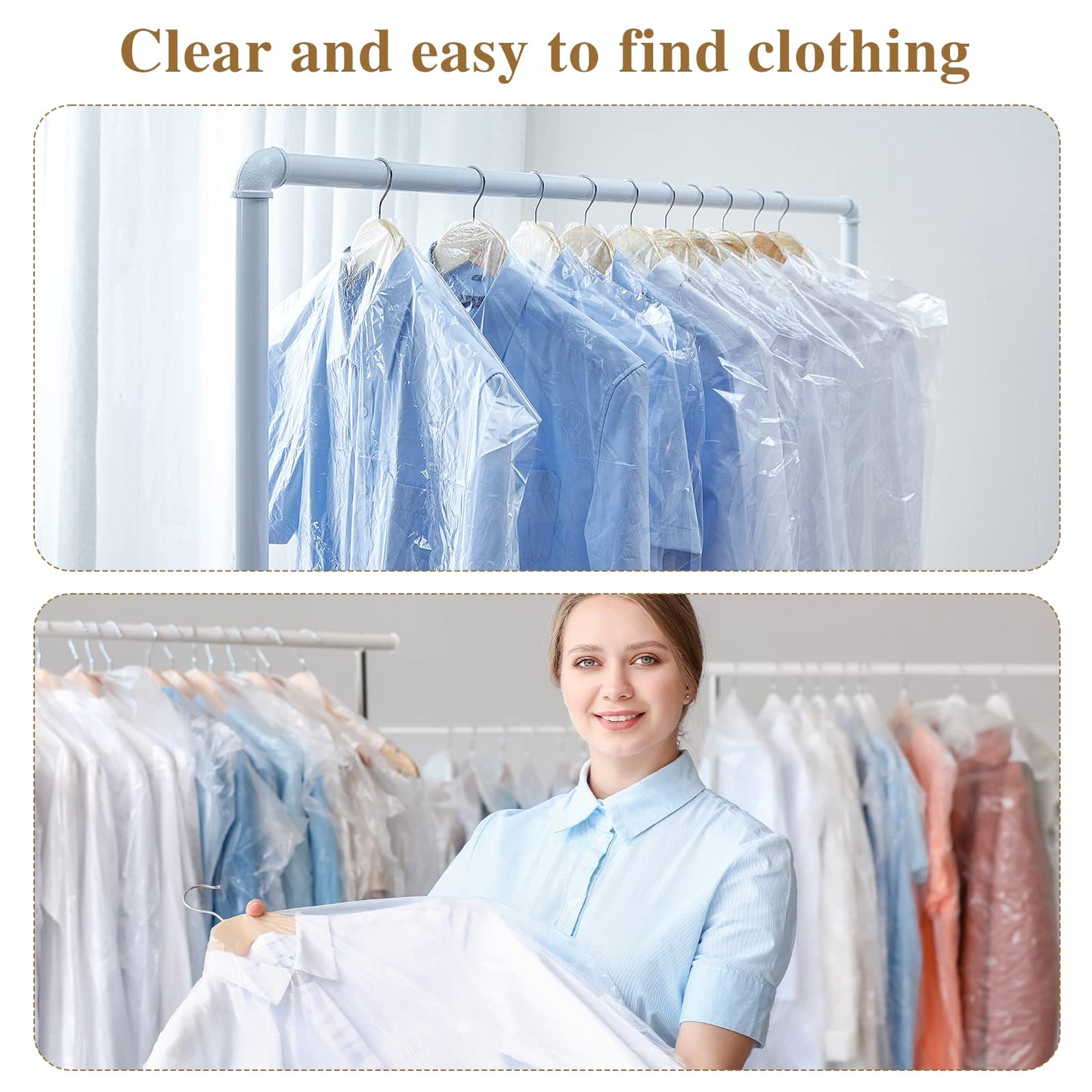 20 Pack Plastic Garment Bags Clear Clothes Covers 35.4inch Garment Bags for Hanging Clothes Dry Cleaner Bags Dust-proof Garment Covers for Home