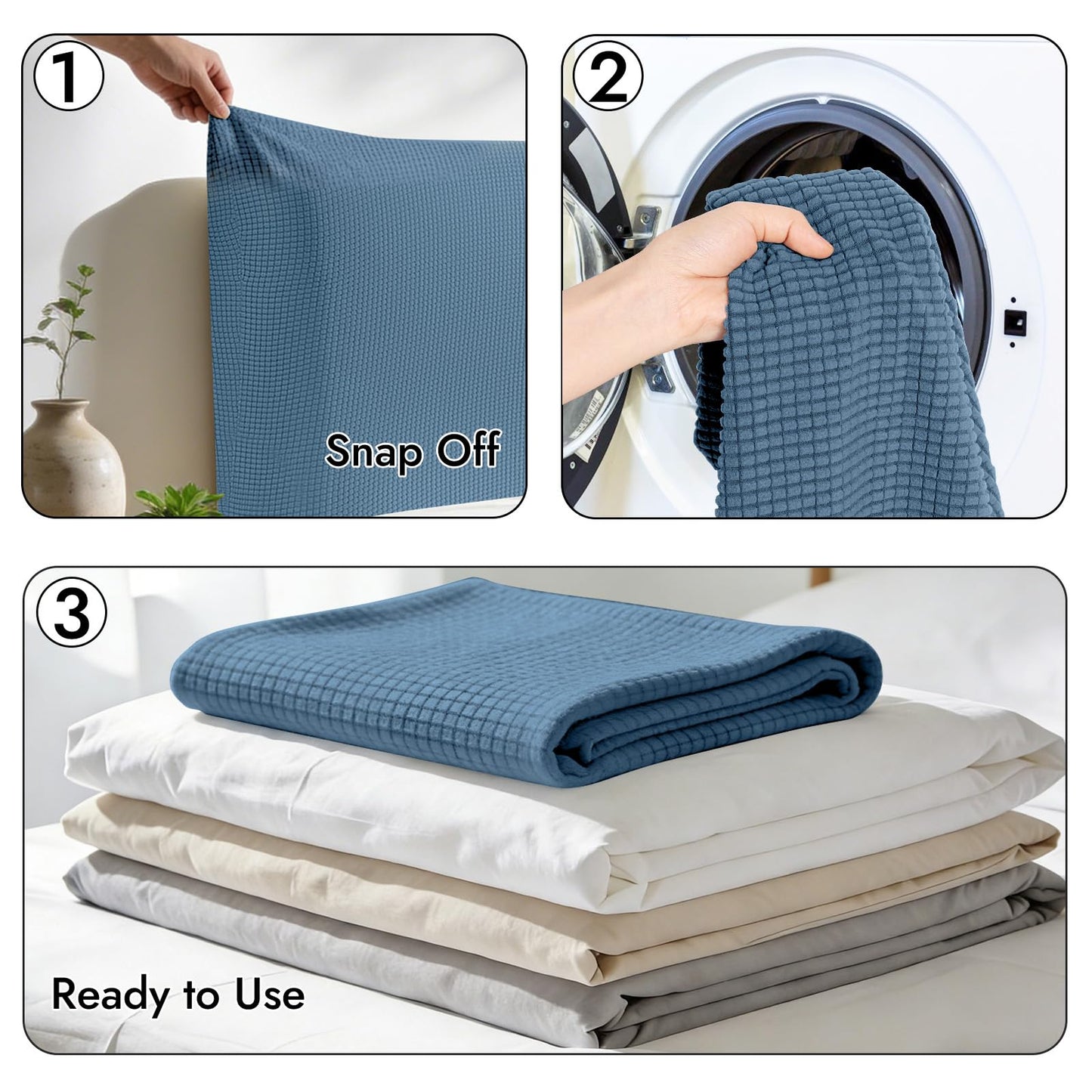 Niuoppy Bed Headboard Cover Fully Wrapped, Stretch Head Board Covers for Single Bed, Beds Headboard Protector Dustproof and Cat Scratch-proof